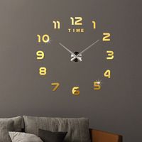 Stiker Jam Dinding Cermin Akrilik 3D Digital, Tempelan Dekorasi Mural Kamar Tidur Ruang Tamu Kreatif DIY