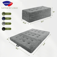 Lit pliant moderne en tissu souple à trois sections, sans armature, avec matelas en mousse à mémoire de forme, taille Queen, vente en gros