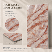 Panneau mural en PVC brillant MORLENX Rose Beige Marble Vein UV pour projet résidentiel de luxe