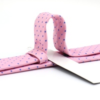 Cravates pour hommes en microfibre de polyester tissé à pois roses, sur mesure, fines, personnalisées, vente en gros, marque privée, cravates chinoises