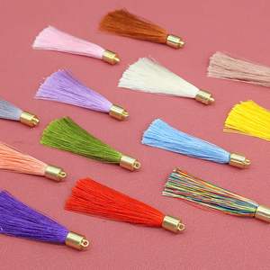 Lot 10pcs Coloré 60mm Polyester <span class=keywords><strong>Frange</strong></span> Droite En Métal Cap Boucles D'oreilles Gland Sac Décoration Porte-clés Bijoux Accessoire Rideaux - Product Image 5