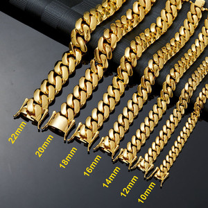All'ingrosso pesante Chunky 14K 18K <span class=keywords><strong>placcato</strong></span> <span class=keywords><strong>oro</strong></span> Miami cubano catena alla moda in acciaio inox Hip Hop <span class=keywords><strong>collana</strong></span> per gli uomini - Product Image 4
