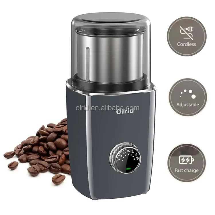 2024 Schlussverkauf kabelloser mini-elektrischer Kaffeebohnenmühle USB wiederaufladbar getreide Kaffeebohnenmühle für Reisen im Freien