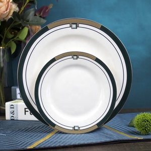 Nhà máy cung cấp trực tiếp giá thấp tấm bộ đồ ăn màu xanh đậm ưa thích vàng sáng bóng thiết kế tinh tế xương Trung Quốc Bộ đồ ăn - Product Image 5