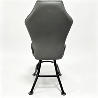 Chaise de bar de casino pivotante à dossier haut en cuir PU, chaise de jeu pour machine à sous, revêtement contrastant noir et gris, pieds en métal, chaise de salle de jeux