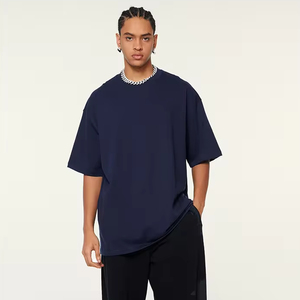 Unisex 100% algodón pesado Hip <span class=keywords><strong>Pop</strong></span> 345G camiseta LOGO personalizado verano sólido <span class=keywords><strong>Tops</strong></span> hombro caído camisetas en blanco de gran tamaño - Product Image 5