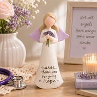 Nouvelle figurine d'ange en résine OEM, peinte à la main, ailes roses, tenant une fleur, inspirationnelle, pour la décoration de la maison, cadeau pour les fêtes