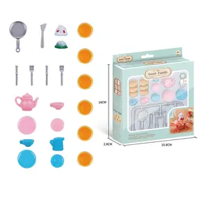 Wholesale doll house miniature simulation food tableware set furniture model kitchen set play house kids education toys