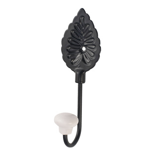 Modern Minimalist Zinc Alloy Leaf Wall Mount Robe Hook Black Single Hook For Bathroom Wardrobe Easy Installation - Product Image 5