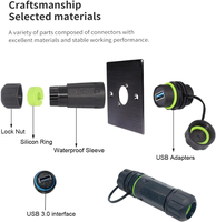 Connecteur USB 3.0 haute vitesse 5 Gbps, étanche IP68, à montage sur panneau, adaptateur d'extension de signal de données avec capuchon pour extérieur