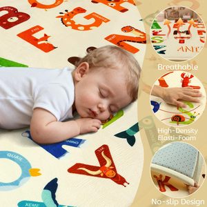 Tapis de jeu alphabet animalier pour bébés de 0 à 24 mois, tapis antidérapant en EVA, unisexe, pour usage domestique - Product Image 4