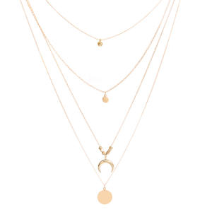 Collar con colgante de disco de Luna multicapa para mujer, colgante de tres capas con personalidad a la moda - Product Image 5