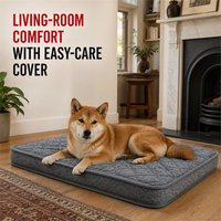 Matelas orthopédique pour chien pour salon, gris, matelassé, avec housse imperméable et lavable