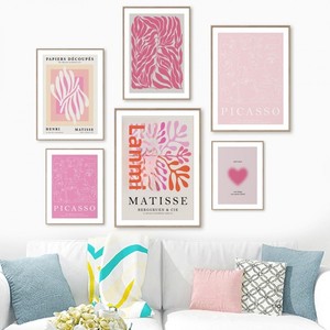 Quadri su Tela Rosa <span class=keywords><strong>Matisse</strong></span> Picasso, Arte Astratta Moderna Nordica Bauhaus, <span class=keywords><strong>Stampe</strong></span> e Poster per Arredamento Soggiorno - Product Image 3