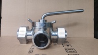 Válvula de Compuerta Sanitaria Manual de Tres Vías SMS de Acero Inoxidable SS316L de Alta Calidad, Ø25.4MM (1 Pulgada), Fabricada en China