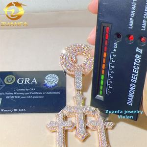 Liontin perak murni 925 Moissanite pria lulus tes berlian Hip Hop mode Iced Out liontin Moissanite - Product Image 5