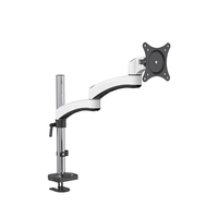 Bras de moniteur articulé en alliage d'aluminium blanc Meisonic FE112-400C/G, capacité de charge de 8 kg, gestion des câbles pour petits bureaux