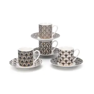 Chinês fornecedor beleza cerâmica copos de chá saudadores novo osso conjunto de chá e xícara de café