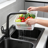 Boîte de conservation rectangulaire pour cuisine, bac de drainage, récipient alimentaire en plastique avec couvercle pour réfrigérateur, pour la conservation des fruits, légumes et viandes