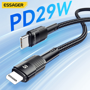 ESSAGER ES-X18 3Ft 6Ft Tressé PD <span class=keywords><strong>29W</strong></span> Usb Type C Données de Téléphone Portable Charge Rapide Cordon Câble pour Iphone - Product Image 1