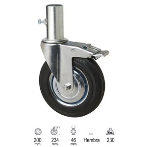 Ruota per ponteggio industriale (femmina) 200 mm. - Product Image 1