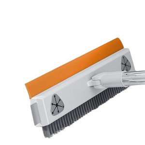 Brosse de nettoyage pour sol de salle de bain, en forme de V, poils en nylon pour les coins et les fentes, manche long, nettoyeur mural - Product Image 1