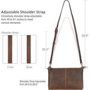 Bolso de mano cruzado de cuero marrón Vintage de alta calidad para mujer, monedero pequeño elegante de cuero para mujer - Product Image 1