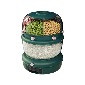 Grain storage box household insect-proof and moisture-proof sealed divided grid rice barrel rotating rice storage box rice cylin