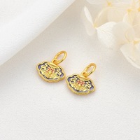 Pendentif Ruyi en or de sable ancien, émail bleu émaillé, breloque tendance chinoise pour bracelet DIY