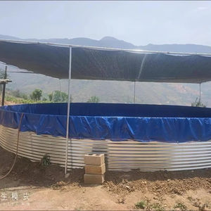 Factory Large Modern Black Fish Pond Farm Plastic Fish Farming tank <b>Pvc</b> <b>Tarpaulin</b> Plastic Fish Pond - Product Image 1