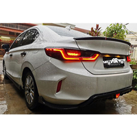 Kit de carrosserie en plastique noir brillant avec diffuseur de pare-chocs arrière style RS V2 à LED pour Honda City GN2 Berline 2020-2023