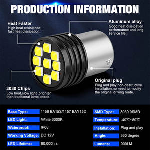 1157 BAY15D <span class=keywords><strong>LED</strong></span> P21/5W 1156 BA15S <span class=keywords><strong>P21W</strong></span> lampadine a <span class=keywords><strong>LED</strong></span> 9SMD 3030 R5W R10W luce di <span class=keywords><strong>retromarcia</strong></span> per auto lampada di coda del freno bianco Super luminoso - Product Image 3