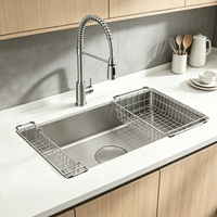 Évier de cuisine en acier inoxydable 304 fait main, à cuve unique, à encastrer sous plan, finition noir mat, pour cuisine agricole