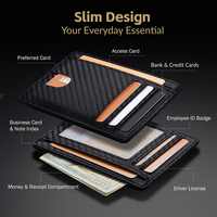 Dompet Kulit Imitasi Tipis Stylish Harga Terjangkau, Kantong Depan Pendek, Anti RFID, Bahan Nilon, Akses Kartu Kredit Mudah, Unisex