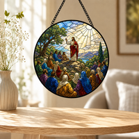 Attrape-soleil rond en verre teinté diffuseur de rayons, Jésus guérissant les malades, pour la méditation apaisante et l'embellissement de fenêtre