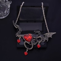 CLBX <strong>Best</strong>-<strong>Selling</strong> <strong>Gothic</strong> Dragon Gemstone <strong>Necklace</strong> European American Style Cross-Border Fashion Pendant for Men Women Dark