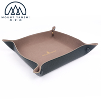 Plateau de rangement carré pliable en cuir fait main avec logo personnalisé pour clés, monnaie, montres et bijoux - Saint-Valentin