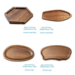 Nampan kayu Solid, Penyimpanan Peralatan makan Desktop, nampan kecil kayu Acacia Premium teh buah makanan ringan kacang makanan penutup - Product Image 3