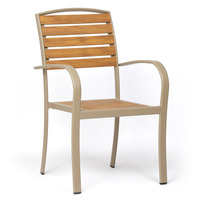 Ensemble table et chaises modernes en alliage d'aluminium et bois massif 2 places pour la villa et le jardin.