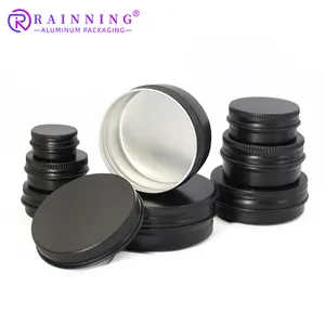 10ml 50ml 80ml 200ml Double Sided Matte Black Round Tin Aluminum Tin Can 4oz Matte Black Tins With Screw Lid