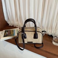 Sac bandoulière rétro personnalisé, forme mini Boston, double poignée supérieure, sac bandoulière pour les courses quotidiennes, les sorties décontractées