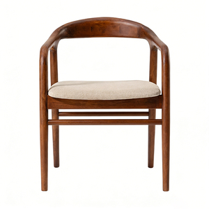 Silla de <span class=keywords><strong>Comedor</strong></span> Moderna Minoda de Madera Maciza con Tapicería de Algodón y Reposabrazos Curvos - Muebles Duraderos para el Hogar y la Oficina - Product Image 5