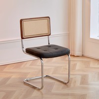 Chaises d'appoint en similicuir tufté du milieu du siècle avec pieds en métal Design minimaliste pour salle à manger cuisine maison hôtel salle de sport utilisation