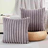 Housse de coussin en fausse fourrure de lapin coussin carré grand épais rayé Super doux couleur unie 45x45cm canapé décor housse de coussin