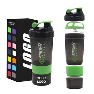 16 once di perdite Poof Fitness palestra sport mix di <span class=keywords><strong>proteine</strong></span> bottiglia Shaker con due scomparti Extra bottiglia portatile - Product Image 6