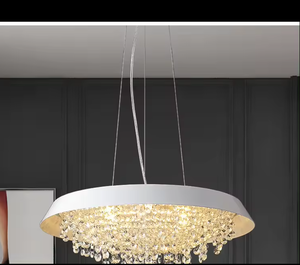 Zèle éclairage suspension lampe hôtel led luxe or plafond rond moderne cristal goutte de pluie lustre - Product Image 4