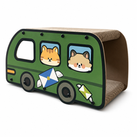 En gros, Maison à gratter pour chat en carton, forme de bus, verte, avec tunnel long, cube et cachette Peekaboo, pour chats d'intérieur, direct usine