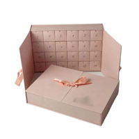 Boîte de calendrier de l'avent personnalisée vide en carton pour bijoux et chocolats, faible quantité minimale de commande, fermeture magnétique, doublure en éponge, matériaux recyclés