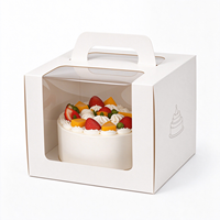 Boîte alimentaire jetable en carton, boîte à gâteau avec fenêtre et poignée, boîte à frites, boîte à ailes de poulet chaudes