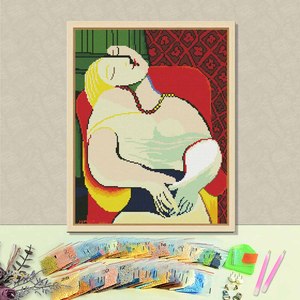 Kit d'art moderne de peinture diamantée <span class=keywords><strong>Picasso</strong></span>, avec forets carrés, cadre imprimé, pour décoration intérieure DIY rectangulaire - Product Image 1